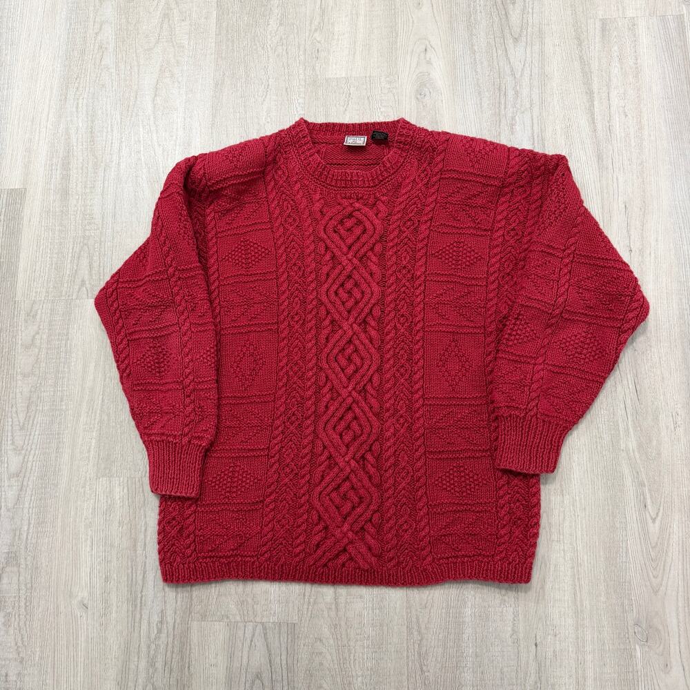Vintage Paul Et Duffier Cable Knit Sweater Women's Large Crewneck 90s Fisherman